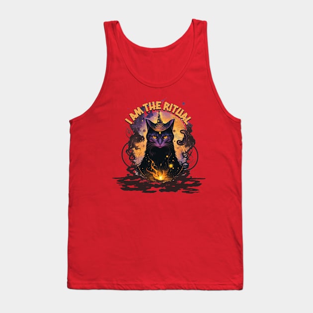 I am the ritual, witchy black cat, empowering design, embrace your unique path to meditation and manifestation Tank Top by KHWD